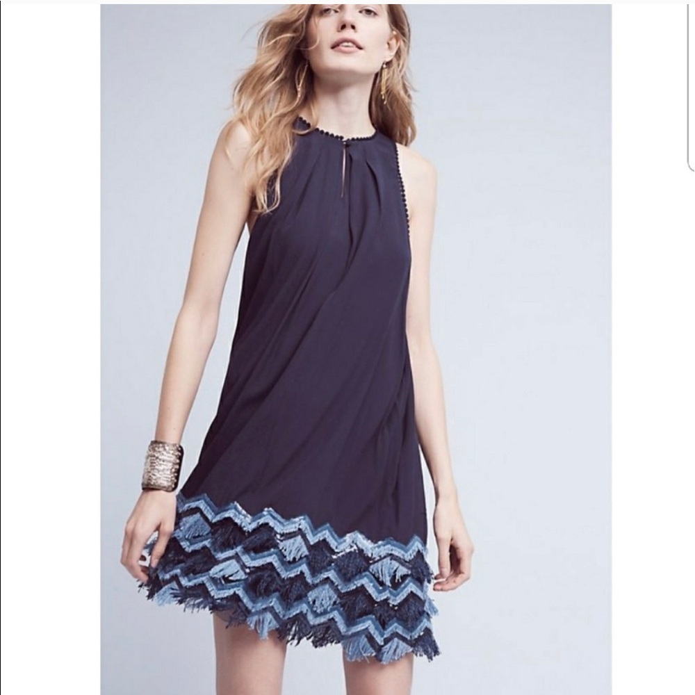 ANTHROPOLOGIE BLUE SEQUIN FRINGE DRESS